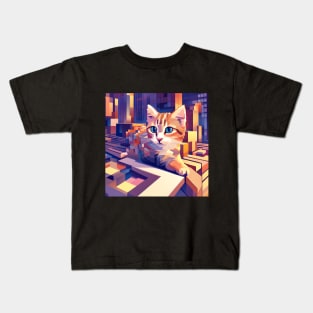 Square Pixel Kitten Kids T-Shirt